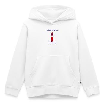 MAITRE. MAÎTRESSE. MERCI. MERCI MAÎTRESSE - Sweat Premium à capuche enfant bio - blanc - Devant - AI Model Kid Female (0cm)