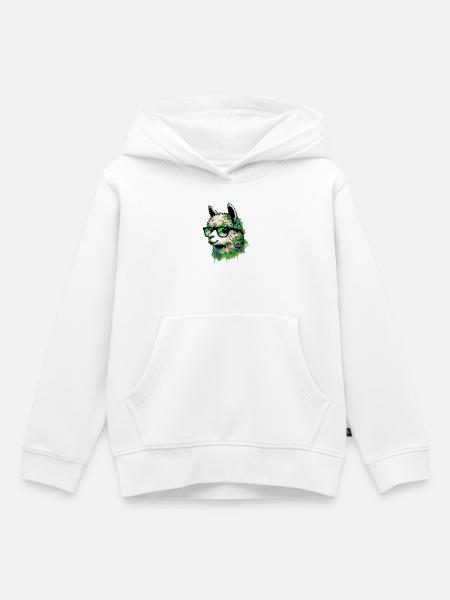 Alpaka mit Brille - Kinder Premium Organic Hoodie - Weiß