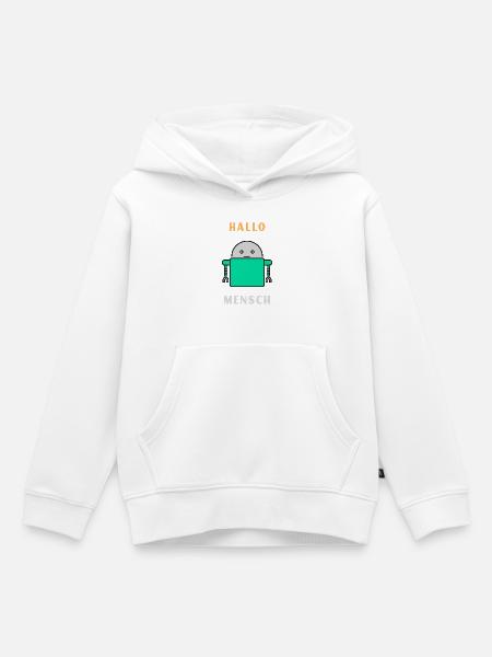 Hallo Mensch - Roboter Begrüßung - Kinder Premium Organic Hoodie - Weiß