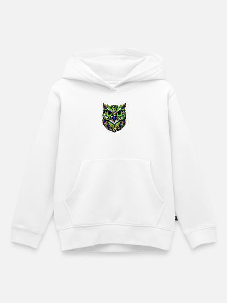 Eule - Kinder Premium Organic Hoodie - Weiß