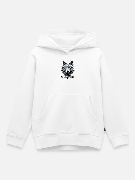 Geometrischer Wolf Tribal Design - Kinder Premium Organic Hoodie - Weiß