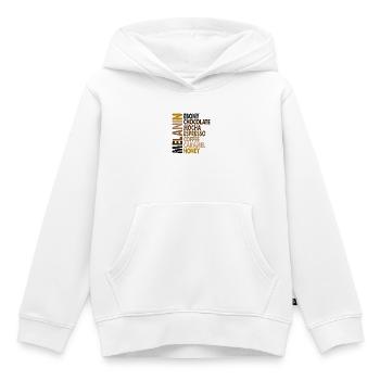 Design sur le thème du café et du chocolat Eybony - Sweat Premium à capuche enfant bio - blanc - Devant - AI Model Kid Female (0cm)