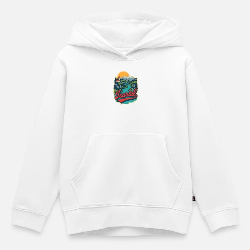Vallée de l’Isar en Haute-Bavière - Sweat Premium à capuche enfant bio - blanc