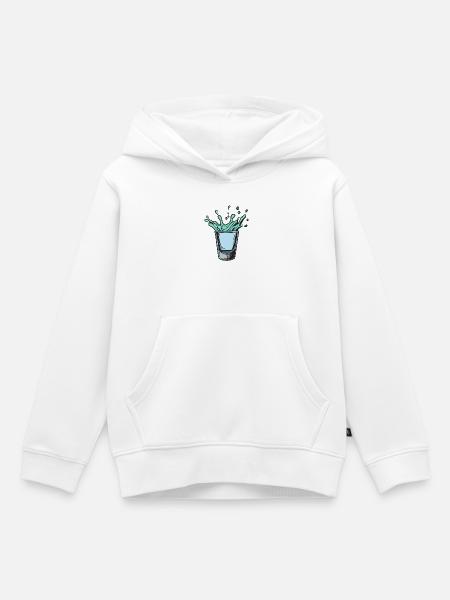 Spritzglas Splash in Teal Neon - Kinder Premium Organic Hoodie - Weiß