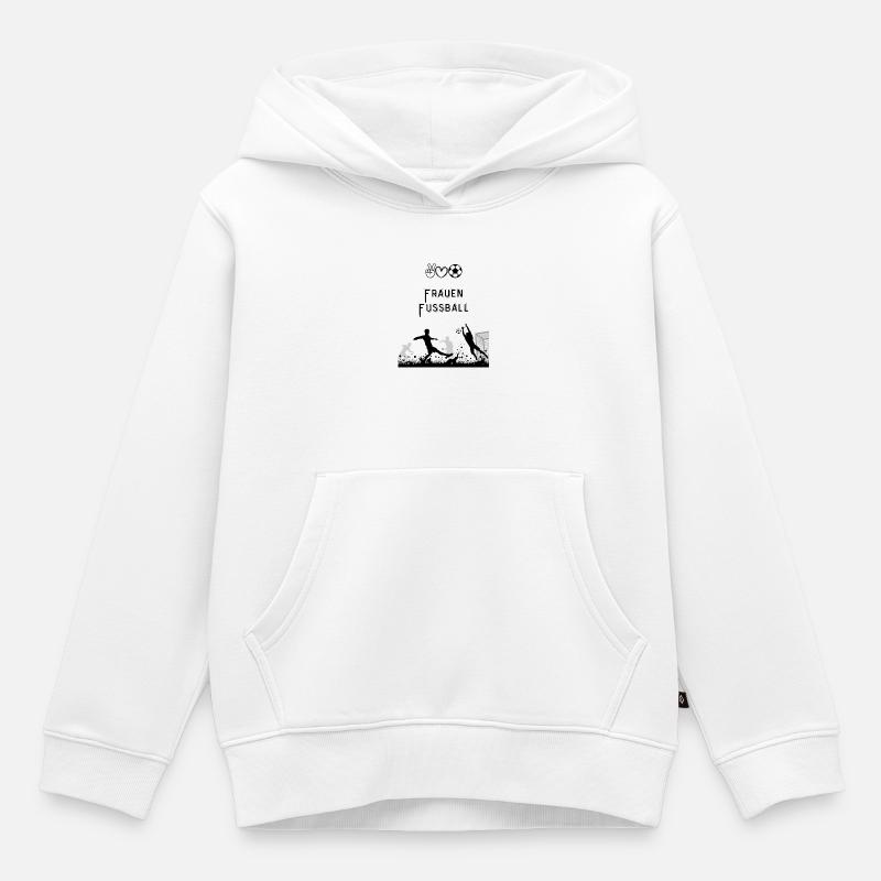 Silhouette de football devant le but - Sweat Premium à capuche enfant bio - blanc