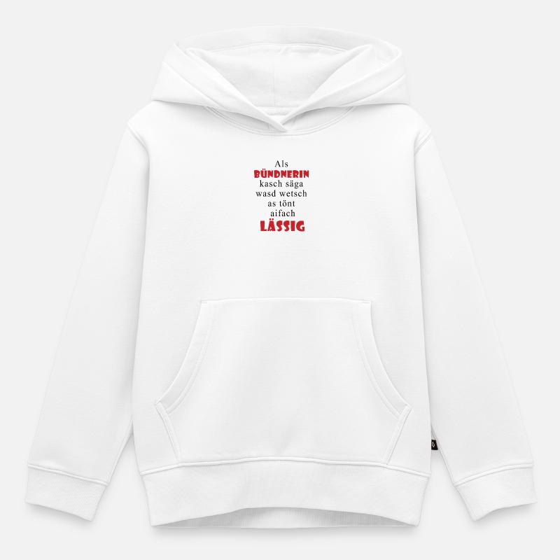 Dicton décontracté des Grisons - Sweat Premium à capuche enfant bio - blanc