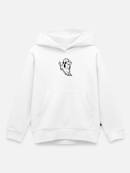 Geist mit Mittelfinger-Geste - Kinder Premium Organic Hoodie - Weiß