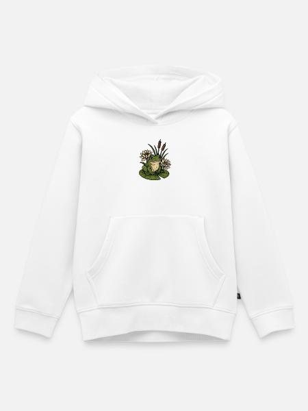 Frosch am Seerosenteich - Kinder Premium Organic Hoodie - Weiß