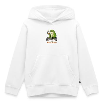 Caffeinated Frog: Ready to Quit - Kids Premium Organic Hoodie - white - Front - AI Model Kid Female (0cm)