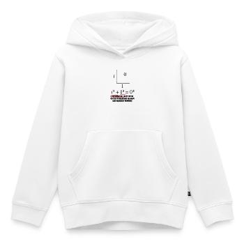 Motif mathématique drôle avec une blague sur Pythagore - Sweat Premium à capuche enfant bio - blanc - Devant - AI Model Kid Female (0cm)