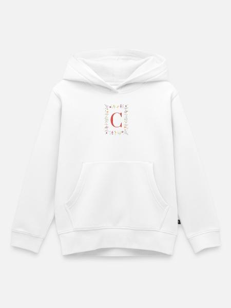 Florale Initialen "C", Buchstaben Monogramm - Kinder Premium Organic Hoodie - Weiß
