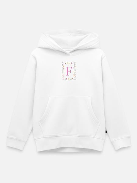 Florale Initialen "F", Buchstaben Monogramm  - Kinder Premium Organic Hoodie - Weiß