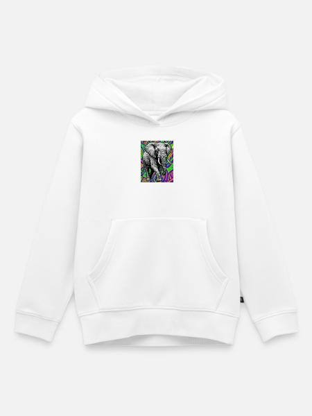 Elefant - Kinder Premium Organic Hoodie - Weiß