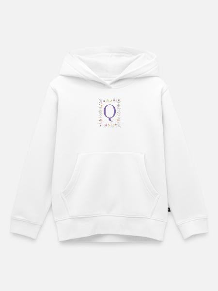Monogramm "Q", florale Initialen - Kinder Premium Organic Hoodie - Weiß