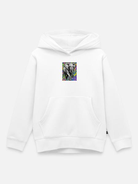 Elefant - Kinder Premium Organic Hoodie - Weiß