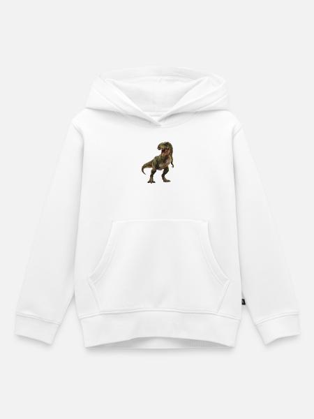 Geometrischer grüner T-Rex Low Poly Tarnmuster - Kinder Premium Organic Hoodie - Weiß