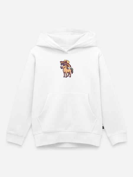 Pferd Lustig Sombrero - Kinder Premium Organic Hoodie - Weiß