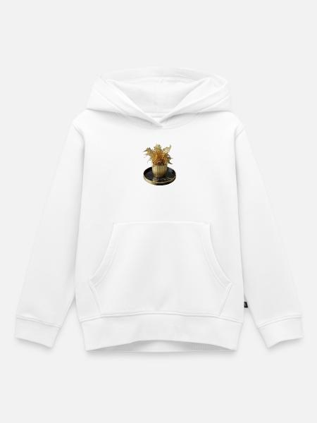 Moderne Kunst Goldfarn - Kinder Premium Organic Hoodie - Weiß