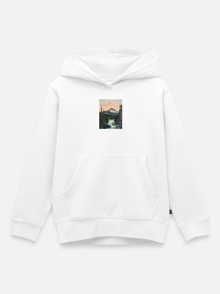 Bergsee im Abendlicht - Kinder Premium Organic Hoodie - Weiß
