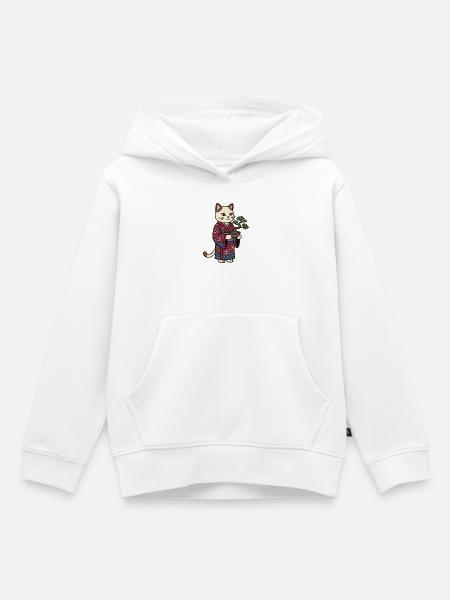 Katzen-Japanisch - Kinder Premium Organic Hoodie - Weiß