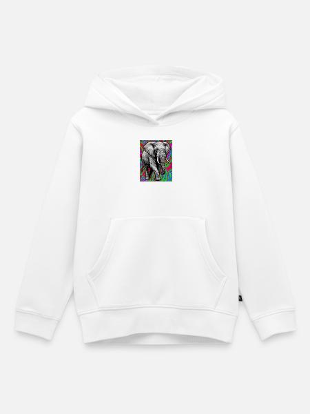 Elefant - Kinder Premium Organic Hoodie - Weiß
