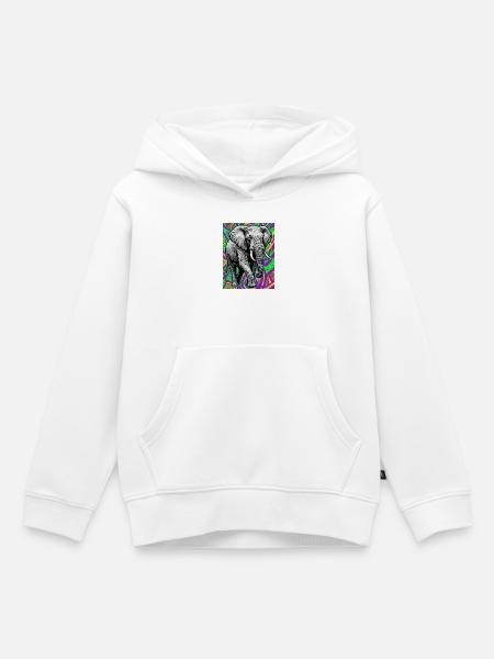 Elefant - Kinder Premium Organic Hoodie - Weiß