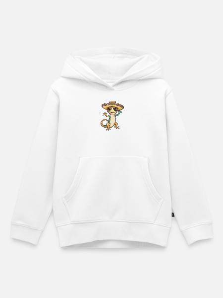 Echse Comic Lustig Sombrero - Kinder Premium Organic Hoodie - Weiß