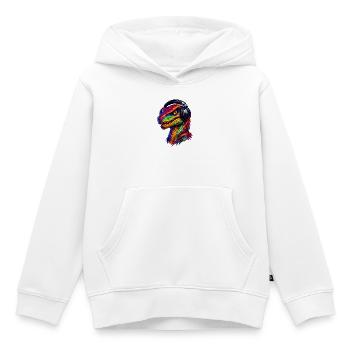 Velociraptor with over-ear headphones - Kids Premium Organic Hoodie - white - Front - AI Model Kid Female (0cm)