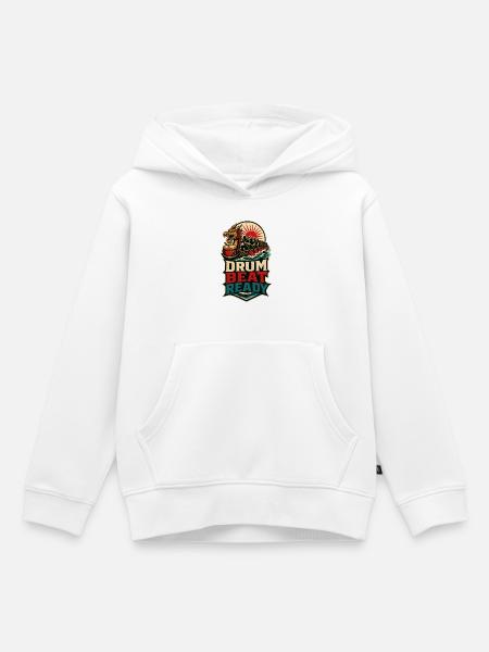 DRUM BEAT READY - Kinder Premium Organic Hoodie - Weiß