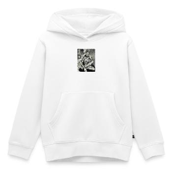 Géométrie du corps en duo - Sweat Premium à capuche enfant bio - blanc - Devant - AI Model Kid Female (0cm)