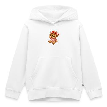 Petit ours mignon en été avec un chapeau de pavots - Sweat Premium à capuche enfant bio - blanc - Devant - AI Model Kid Female (0cm)