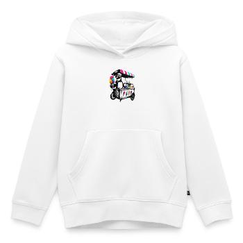Pinguin am Eiswagen im Stencil Style - Kinder Premium Organic Hoodie - Weiß - Vorne - AI Model Kid Female (0cm)