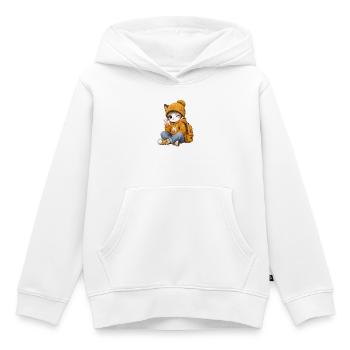 Kawaii-Kätzchen im gelben Hoodie - Kinder Premium Organic Hoodie - Weiß - Vorne - AI Model Kid Female (0cm)