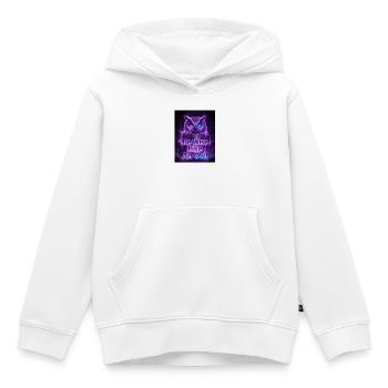 Be Wise Like An Owl - Neon Purple - Kinder Premium Organic Hoodie - Weiß - Vorne - AI Model Kid Female (0cm)