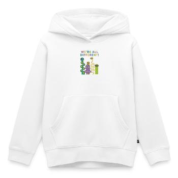 Wir sind alle unterschiedlich! Bunte Kreaturen - Kinder Premium Organic Hoodie - Weiß - Vorne - AI Model Kid Female (0cm)