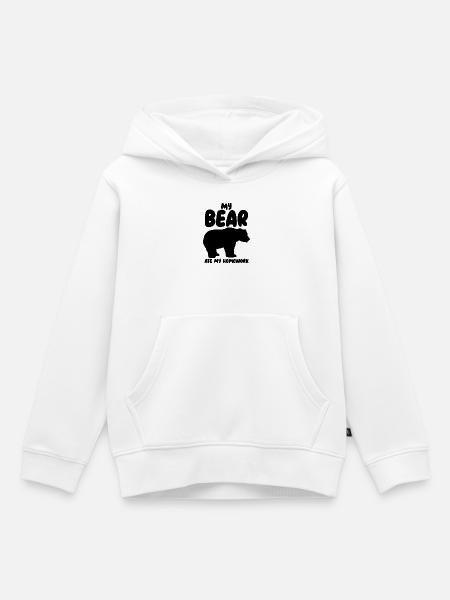 Bär Hausaufgaben Tierhumor - Kinder Premium Organic Hoodie - Weiß