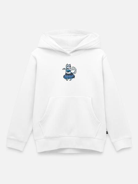 Blaues Kleid Katzendoodle - Kinder Premium Organic Hoodie - Weiß