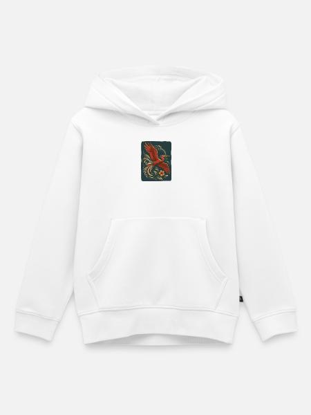 Roter Phoenix im Tattoo-Stiel  - Kinder Premium Organic Hoodie - Weiß