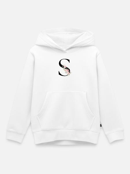 S Buchstabe Monogram Floral - Kinder Premium Organic Hoodie - Weiß