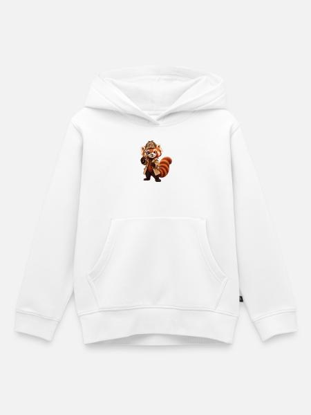 Roter Panda-Detektiv mit Lupe - Kinder Premium Organic Hoodie - Weiß