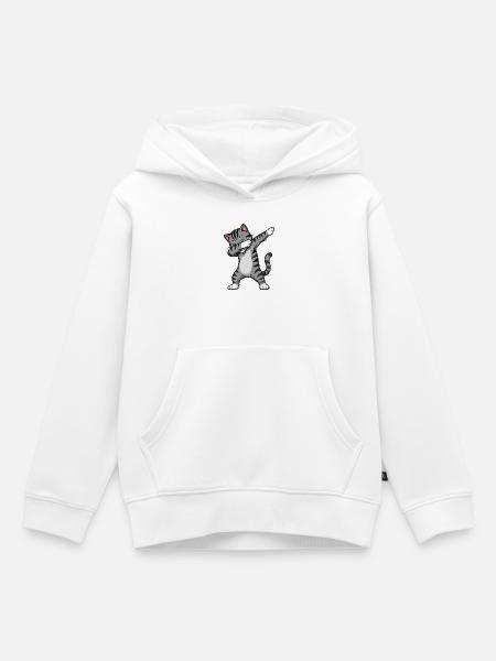 Dabbing-Katze Cartoon - Kinder Premium Organic Hoodie - Weiß