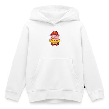 Schweinchen Rettungsschwimmer - Lustiges Pixel Art - Kinder Premium Organic Hoodie - Weiß - Vorne - AI Model Kid Female (0cm)