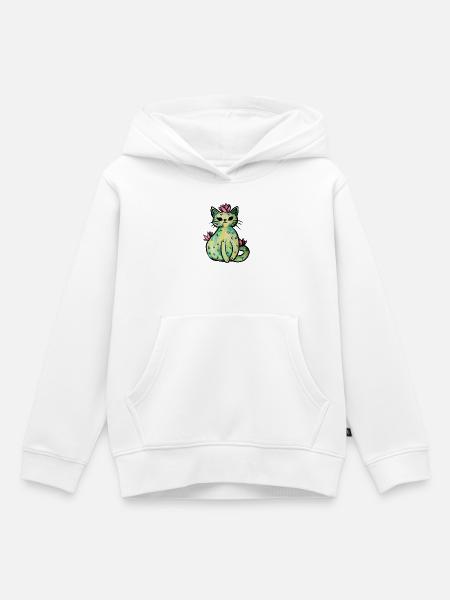 Pastell-Blumenkatzen-Skizze - Kinder Premium Organic Hoodie - Weiß