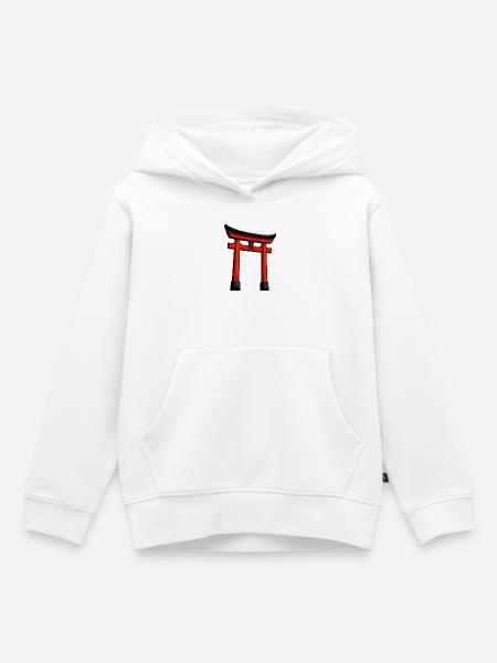 Roter Shinto-Torii Türbogen - Kinder Premium Organic Hoodie - Weiß