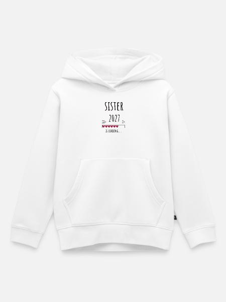 Pregnancy Announcement – Schwester 2027 Geschenk - Kinder Premium Organic Hoodie - Weiß