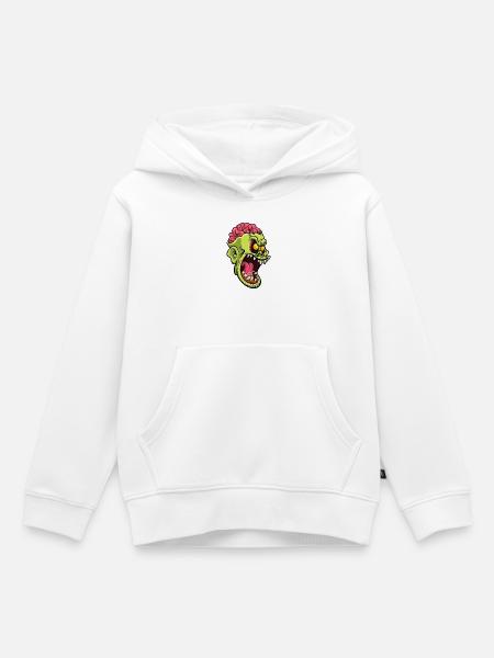 Wütender Gehirn-Zombiekopf - Kinder Premium Organic Hoodie - Weiß