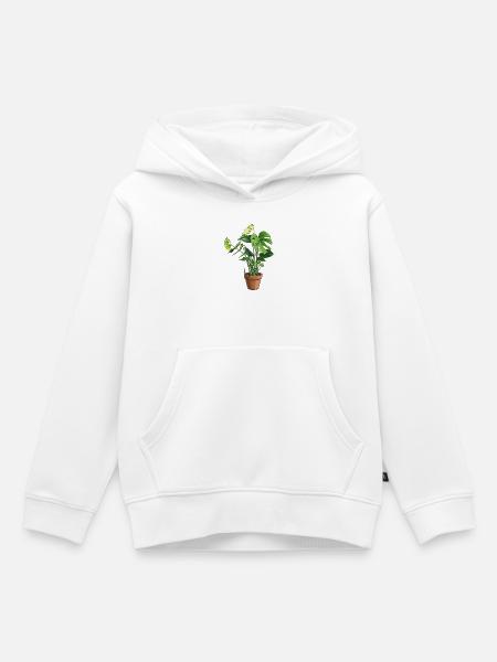 Monstera im Topf – Dschungelblätter - Kinder Premium Organic Hoodie - Weiß