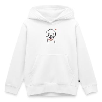 Süßer Hund mit rotem Halsband und Herz - Kinder Premium Organic Hoodie - Weiß - Vorne - AI Model Kid Female (0cm)