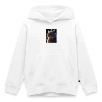 Sternenpfote: Neon-Katze im Licht - Kinder Premium Organic Hoodie - Weiß - Vorne - AI Model Kid Female (0cm)