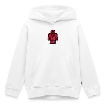 SO SEHEN SIEGER AUS - Kinder Premium Organic Hoodie - Weiß - Vorne - AI Model Kid Female (0cm)
